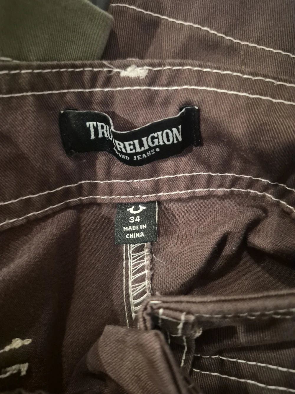 True Religion Men's Cargo Pants in Olive and Brown Duo